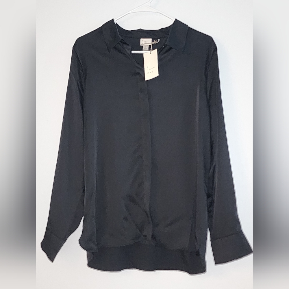 Women's black satin shirt